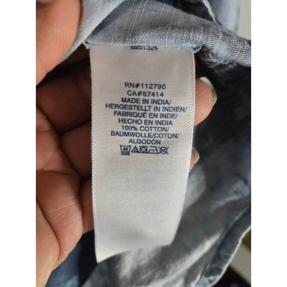 True Religion Tie Dye Western Shirt Indigo‎ Bleached Snap Button Denim
